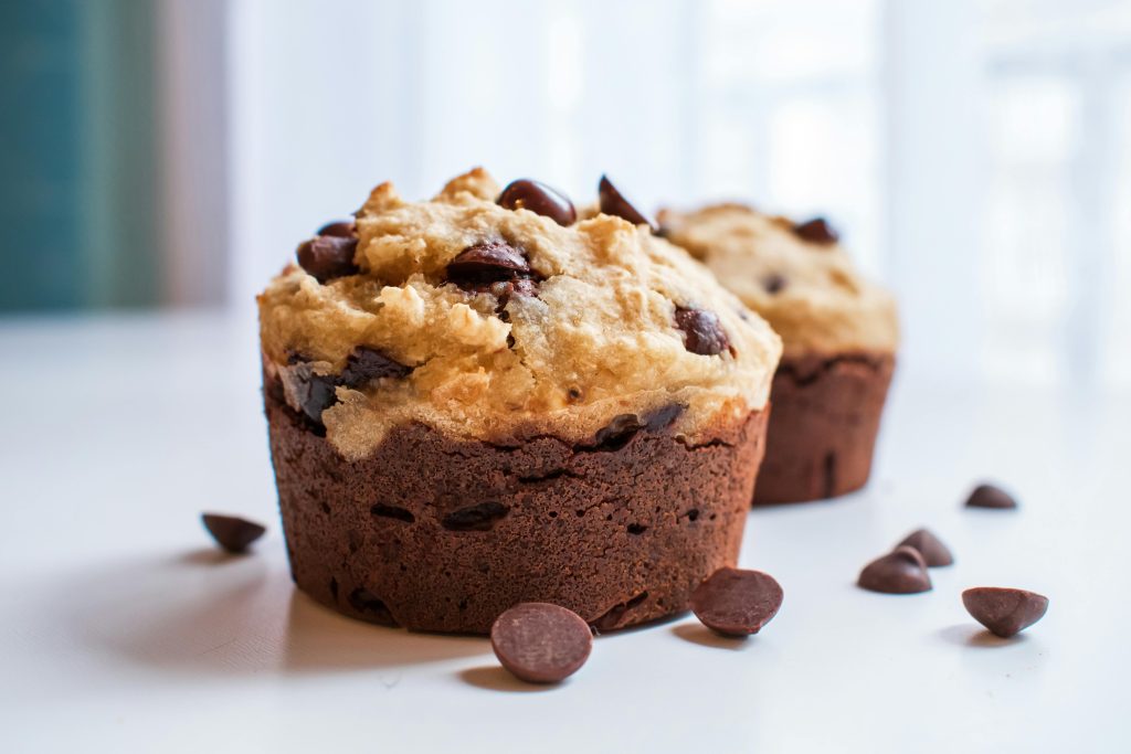 Chocolade-bananen proteïne muffins